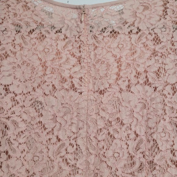 LOFT Ann Taylor Pink Lace Cami Slip Short Sleeve Dress Size 6 - Picture 5 of 8
